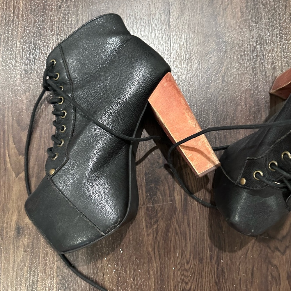 Platform Lace Up Heeled Booties